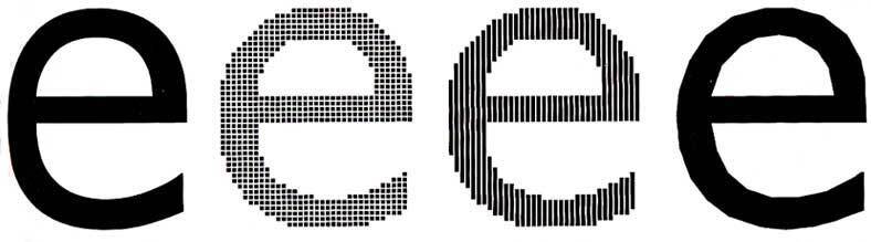 Physical type had to be converted to digital formats in order to be presented on a screen. We started with pixel and bitmap encodings of typefaces, before switching to vector-based representations.